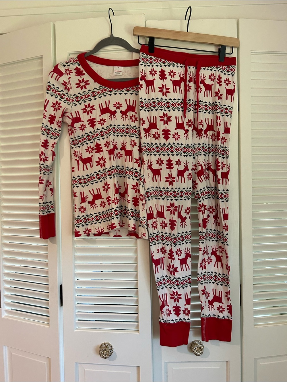 Hanna Andersson Womens XS Organic Cotton Christmas Reindeer Fair Isle Pajama Set